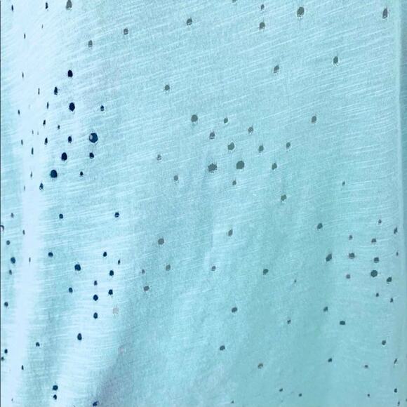 Mint green eyelet handkerchief hem short sleeve asymmetric tunic tee - Picture 5 of 7